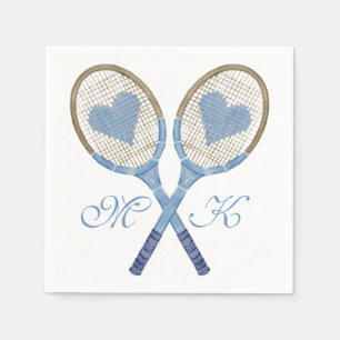 Blue Tennis Rackets mit Herz-Papier Napkins Serviette