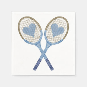 Blue Tennis Rackets mit Herz-Papier Napkins Serviette