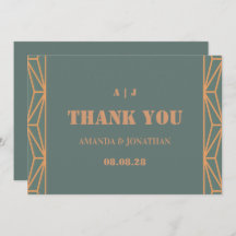 Blue Terracotta Monogram Wedding Dankeschön Card