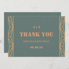 Blue Terracotta Monogram Wedding Dankeschön Card Dankeskarte