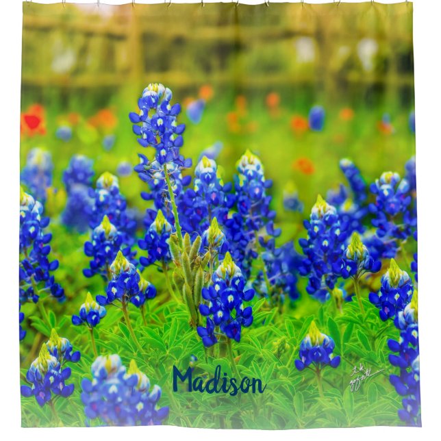 Blue Texas Bluebonnets Paintbrush-Blume Duschvorhang (Vorderseite)
