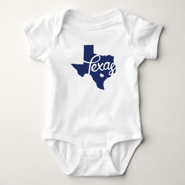 Blue Texas Heart Baby Strampler (Vorderseite)