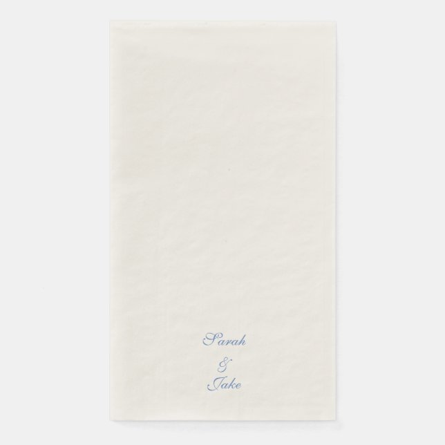 Blue Text Cream Wedding Serviette (Vorderseite)