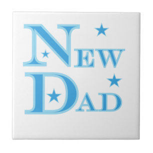 Blue Text New Dad Geschenke Fliese
