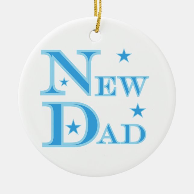 Blue Text New Dad Geschenke Keramikornament (Vorne)