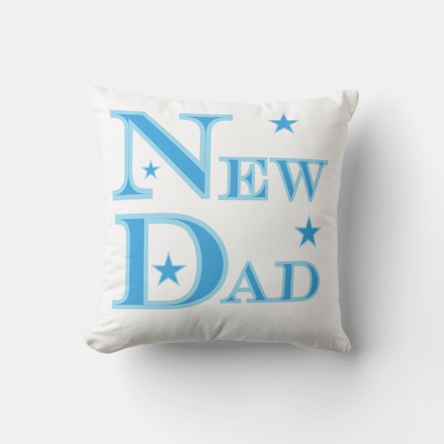 Blue Text New Dad Geschenke Kissen (Vorderseite)