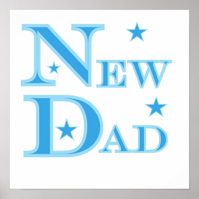 Blue Text New Dad Geschenke Poster (Vorne)