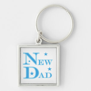 Blue Text New Dad Geschenke Schlüsselanhänger