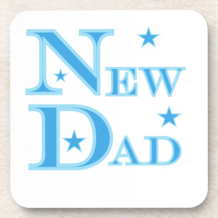 Blue Text New Dad Geschenke Untersetzer