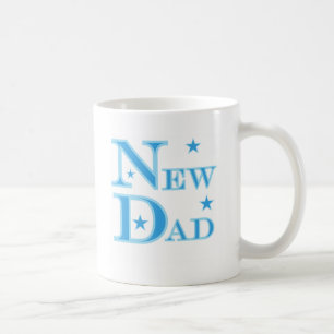 Blue Text New Dad T - Shirt und Geschenke Tasse