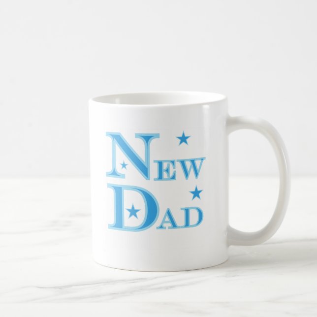 Blue Text New Dad T - Shirt und Geschenke Tasse (Rechts)