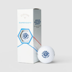 Blue Text Sport benutzerdefinierte Monogrammnamen  Golfball