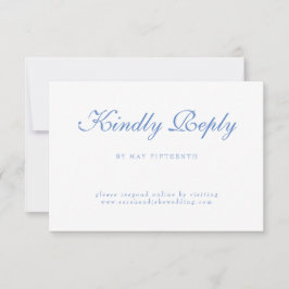 Blue Text White Wedding RSVP Karte
