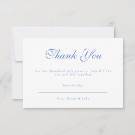 Blue Text White Wedding Thank You Dankeskarte