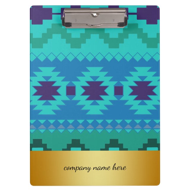 Blue Textile Design Gold Abzeichen Hintergrund Klemmbrett (Vorderseite)