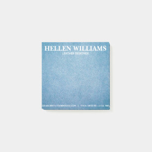 Blue Texture Imitate Leather Monogram Post-it Klebezettel