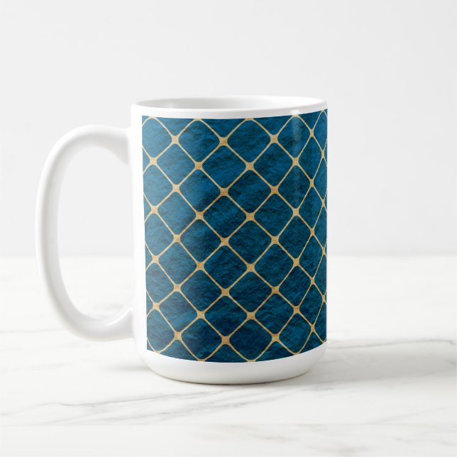 BLUE TEXTURE SIEHT MIT GOLD DIAMOND PATTER AUS KAFFEETASSE (Links)