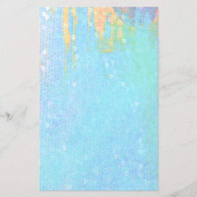 Blue Textured Background mit Tiny White Hearts Briefpapier (Vorderseite)