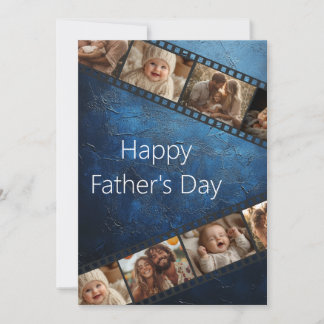 Blue Textured Film Strip Foto Vatertag Card Einladung