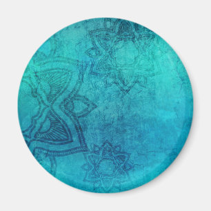Blue Textured Lotus Magnet