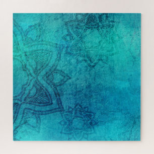 Blue Textured Lotus Puzzle