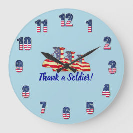 Blue 'Thank a Soldier' Large Clock Große Wanduhr