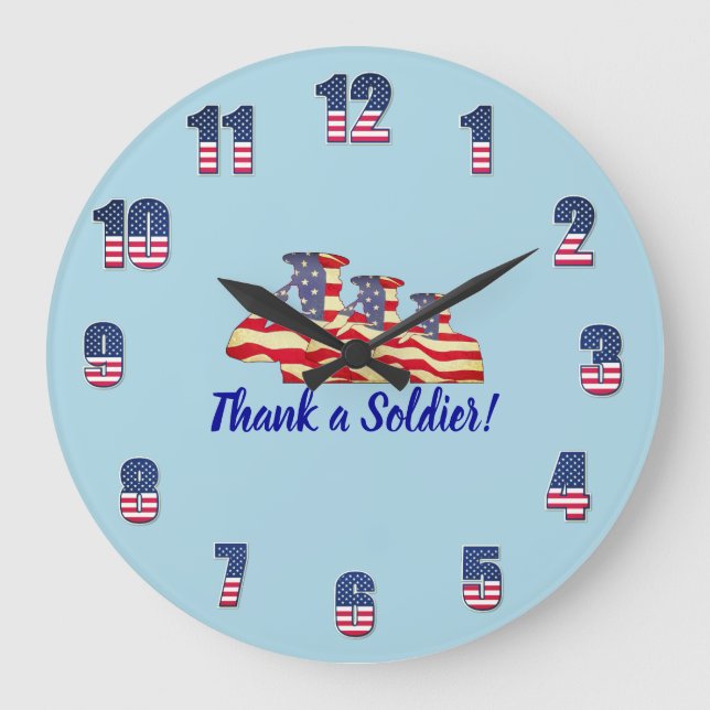 Blue 'Thank a Soldier' Large Clock Große Wanduhr (Vorderseite)