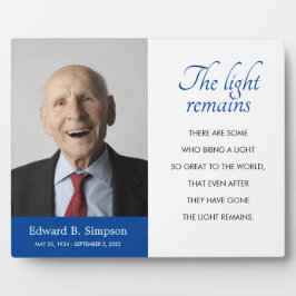 Blue The Light bleibt das Foto des Beerdigungsgedi Fotoplatte