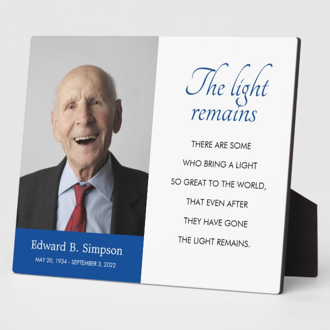 Blue The Light bleibt das Foto des Beerdigungsgedi Fotoplatte (Seite)