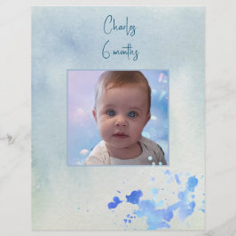 Blue Theme Picture Frame Scrapbook Paper Sheet