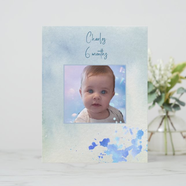 Blue Theme Picture Frame Scrapbook Paper Sheet (Stehend Vorderseite)