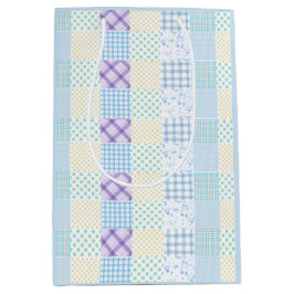Blue-Themed Check Pattern Mittlere Geschenktüte