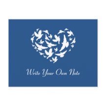 Blue Themed Wedding Bird Herzlichen Dank Postcard