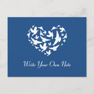 Blue Themed Wedding Bird Herzlichen Dank Postcard Postkarte