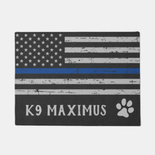Blue Thin Line - Dog Paw - Police K9 Fußmatte