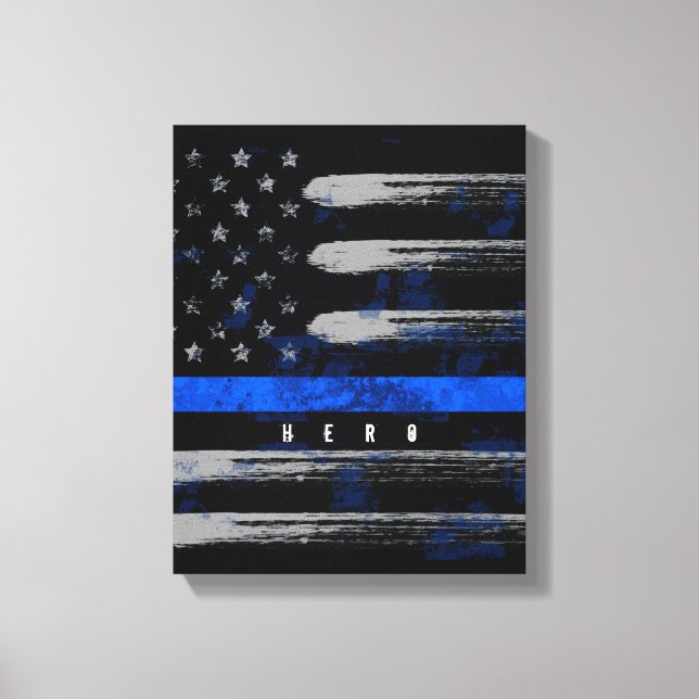 Blue Thin Line Grunge Canvas Print Leinwanddruck (Vorderseite)