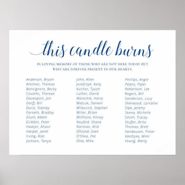 Blue This Candle Burns Class Wiedersehen Memorial Poster (Vorne)