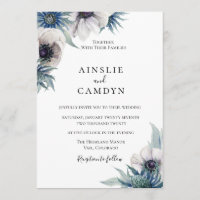 Blue Thistle Anemone Wedding Einladung