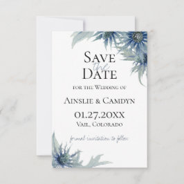 Blue Thistle Botanical Save the Date Ankündigung