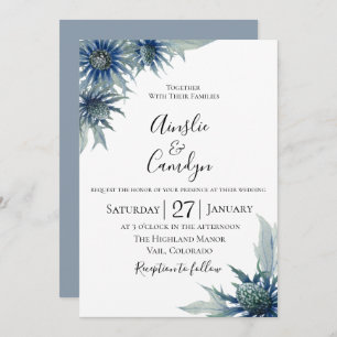 Blue Thistle Botanical Wedding Einladung