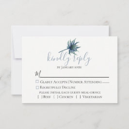 Blue Thistle Botanical Wedding RSVP Card