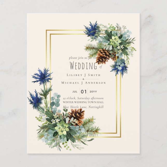 Blue Thistle Eucalyptus Wedding Wonderland Flyer (Vorne)