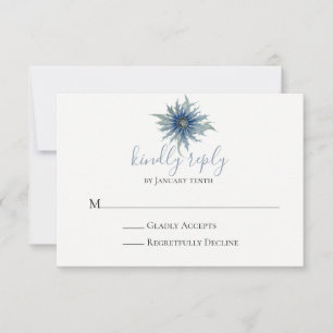 Blue Thistle Wedding RSVP Card Karte