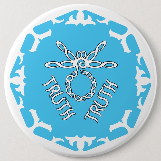Blue Throat Chakra "Truth" Dragonfly White BG Button (Vorderseite)