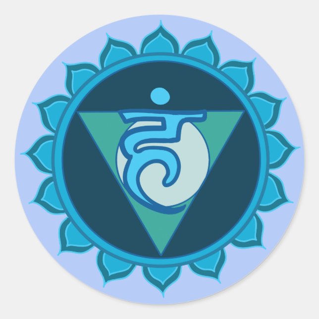 Blue Throat Chakra Visuddha Classic Round Sticker (Vorderseite)