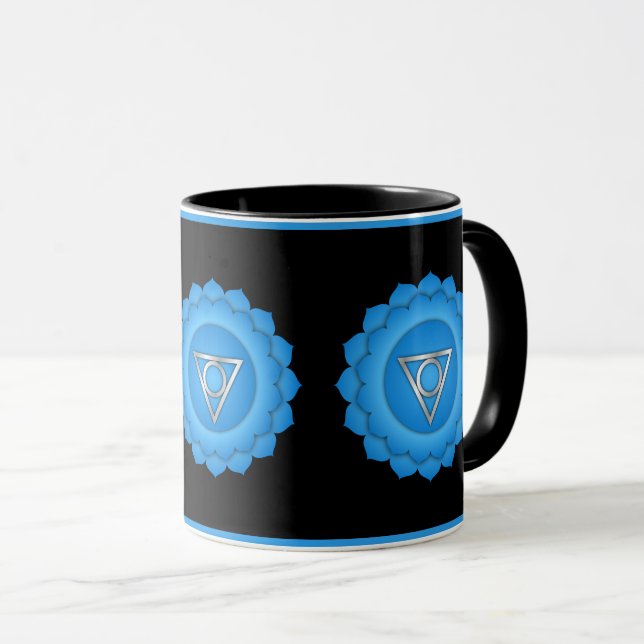 Blue Throat Chakra Zen Yoga Namaste Tasse (VorderseiteRechts)