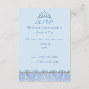 Blue Tiara & Damask Sweet16 RSVP-Karte RSVP Karte
