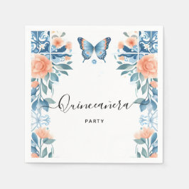 Blue Tiara Family Latina Girly Spanish Quinceanera Serviette
