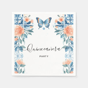 Blue Tiara Family Latina Girly Spanish Quinceanera Serviette