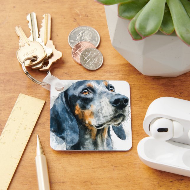 Blue tick coon hound portrait schlüsselanhänger (Schreibtisch)